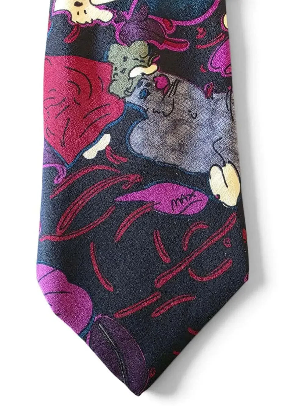 Peter Max NEOMAX Belle Silk Tie Abstract Floral Art Necktie Made USA